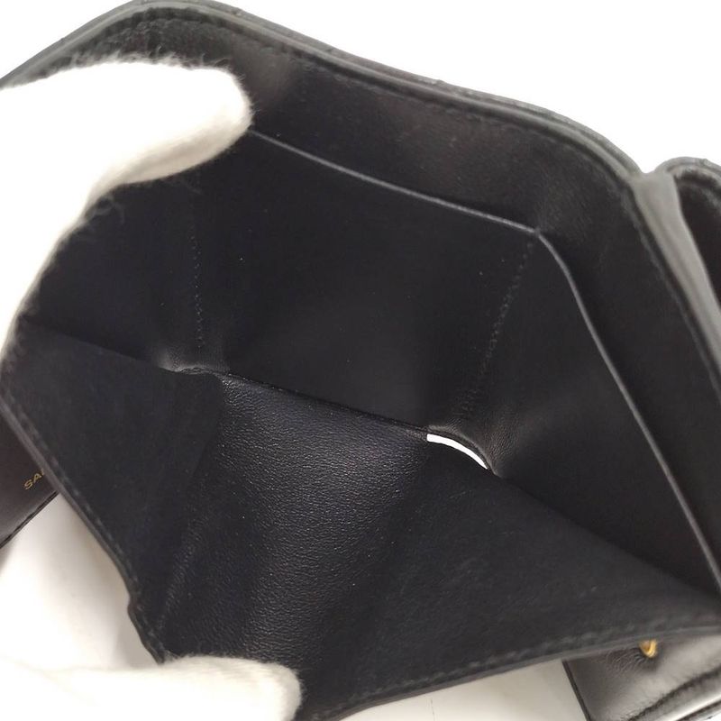 Saint Laurent Origami Tiny Wallet Trifold Compact Leather Black
