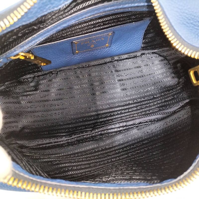 Prada Shoulder Bag Vitello Daino Leather Blue