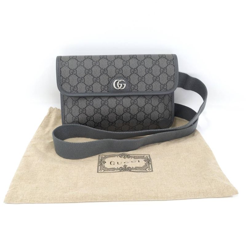 Gucci Belt Bag Ophidia GG Leather Gray