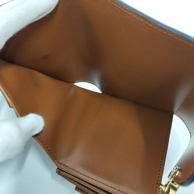 Celine Compact Wallet Small Triomphe Leather Brown Gold