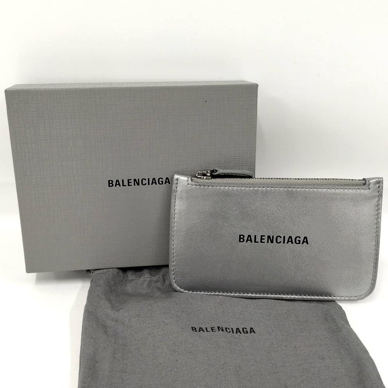 Balenciaga Coin Case Fragment Leather Silver