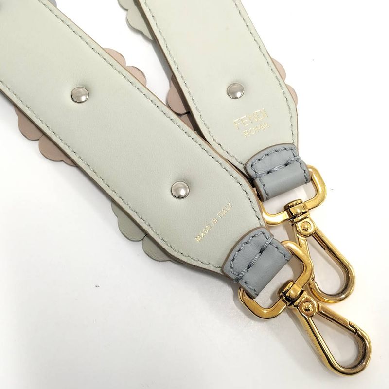 Fendi Shoulder Strap Flower Leather Gray Multicolor