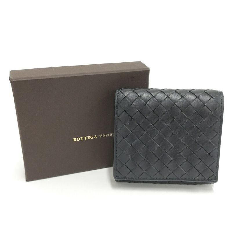 Bottega Veneta Bifold Wallet Intrecciato Leather Black