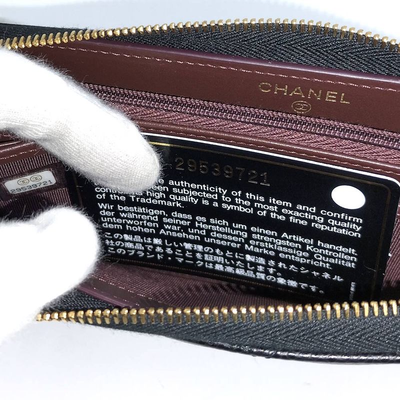 Chanel Zip Around Wallet Caviar Leather Black