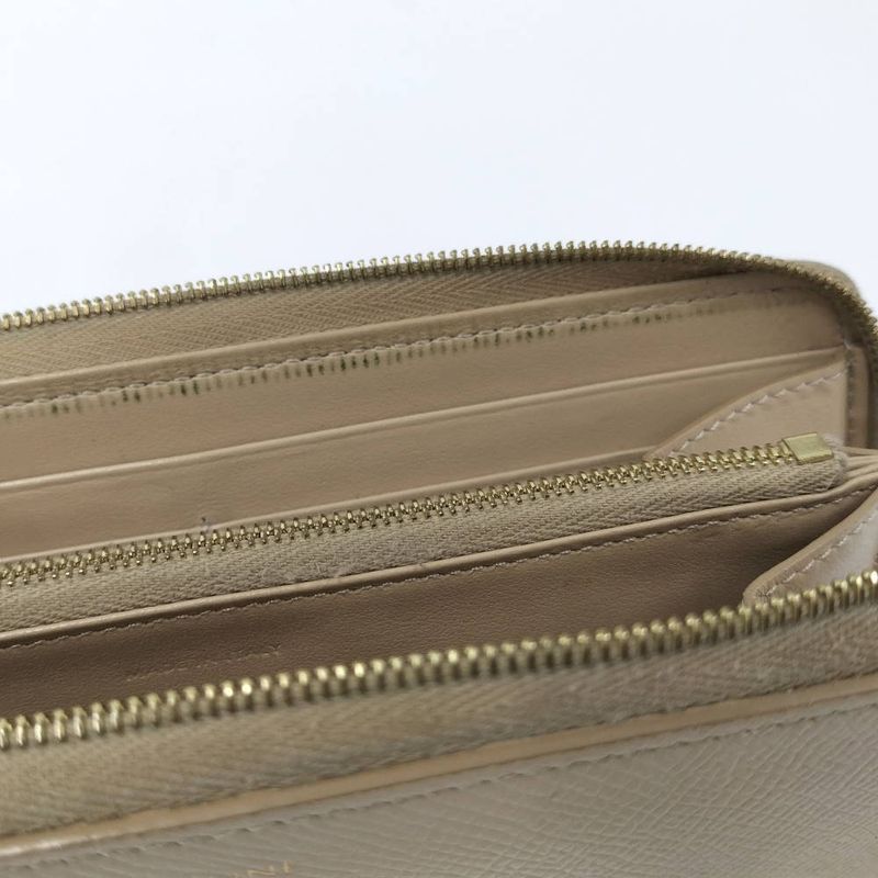 Celine Zip Around Wallet Leather Beige