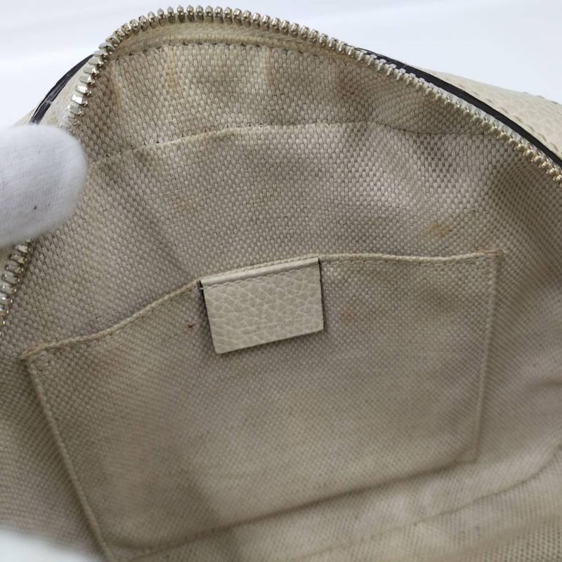 Gucci Soho Shoulder Bag Interlocking Leather Navy Ivory