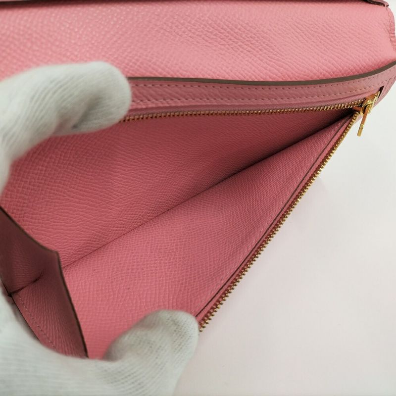 Hermes Bearn Souffle Wallet Pink Leather