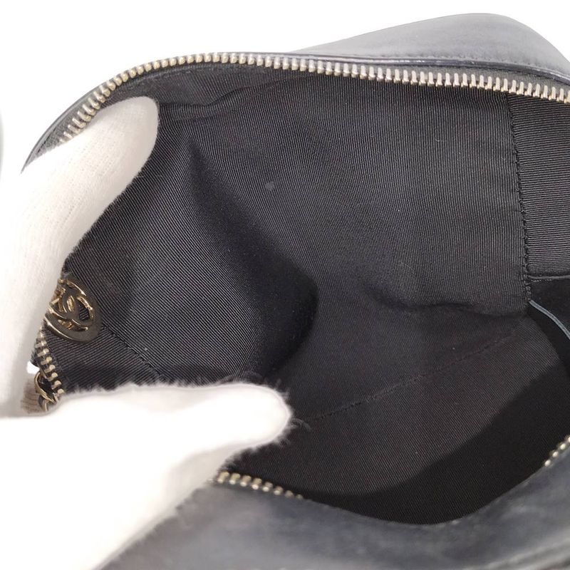 Chanel Camera Shoulder Bag CC Quilted Lambskin Leather Black