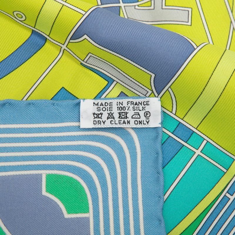 Hermes Carre 45 Petit Sport Sports Scarf Blue Multicolor Silk