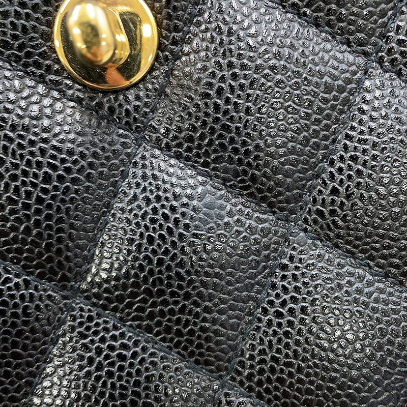 Chanel Handbag Quilted CC Logo Caviar Leather Black