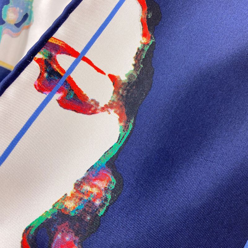 Chanel CC Logo Human Motif Scarf Silk