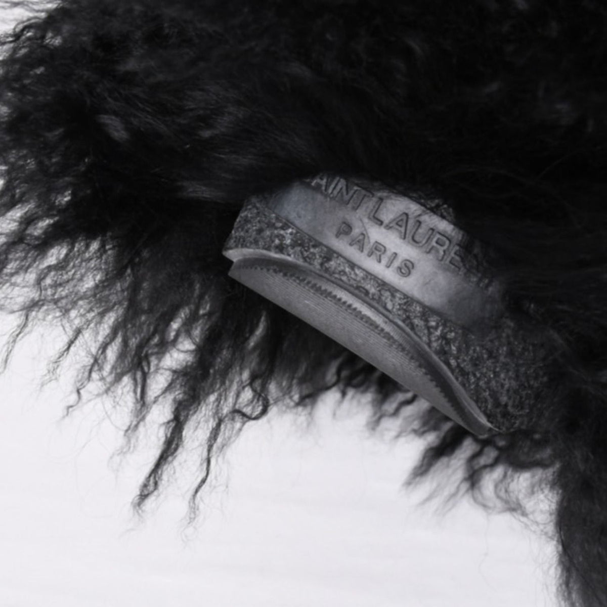 Saint Laurent Fur Boots Black Furry Mongolian Lamb Ankle — view 8