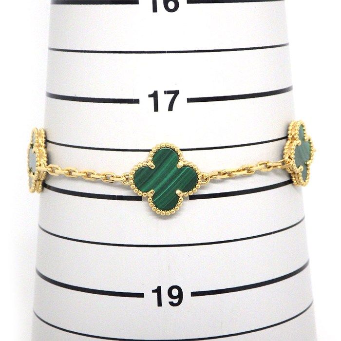 Van Cleef & Arpels Bracelet Vintage Alhambra 5 Motifs Malachite 18k Yellow Gold