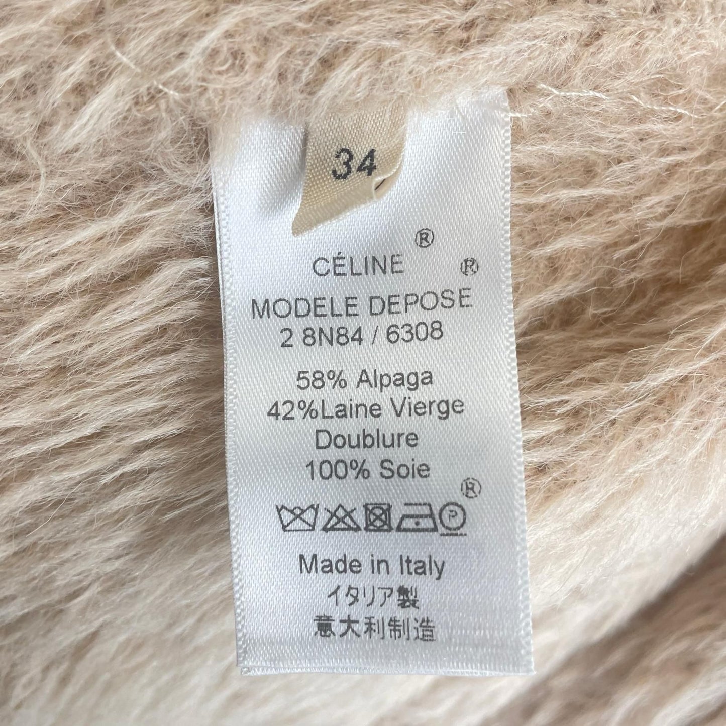 Celine Coat Alpaca Pink Beige Fur Shaggy 34 — view 8