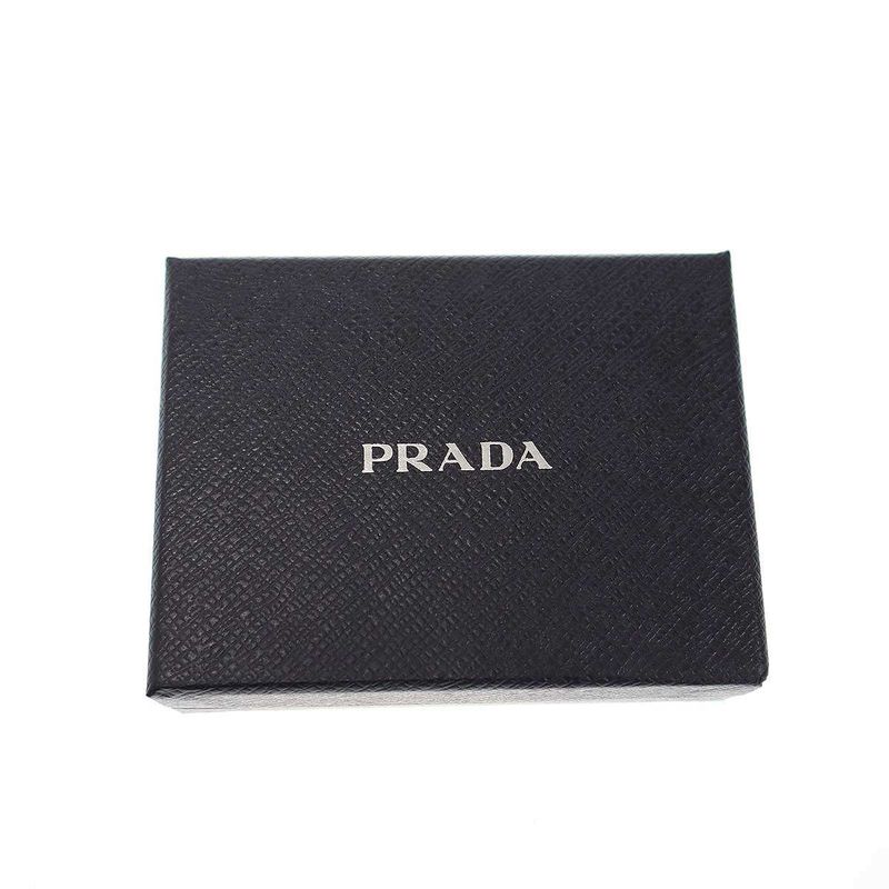 Prada Logo Saffiano Leather Compact Wallet Black