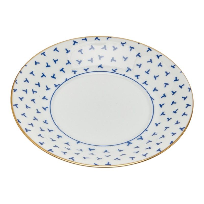 Tiffany & Co Dancing T Cup Saucer Set White Blue Gold Porcelain