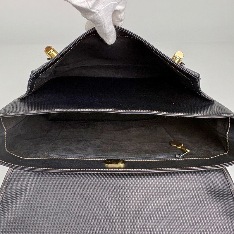 Gucci Gglogo Shoulder Bag Ribbon Vintage Black