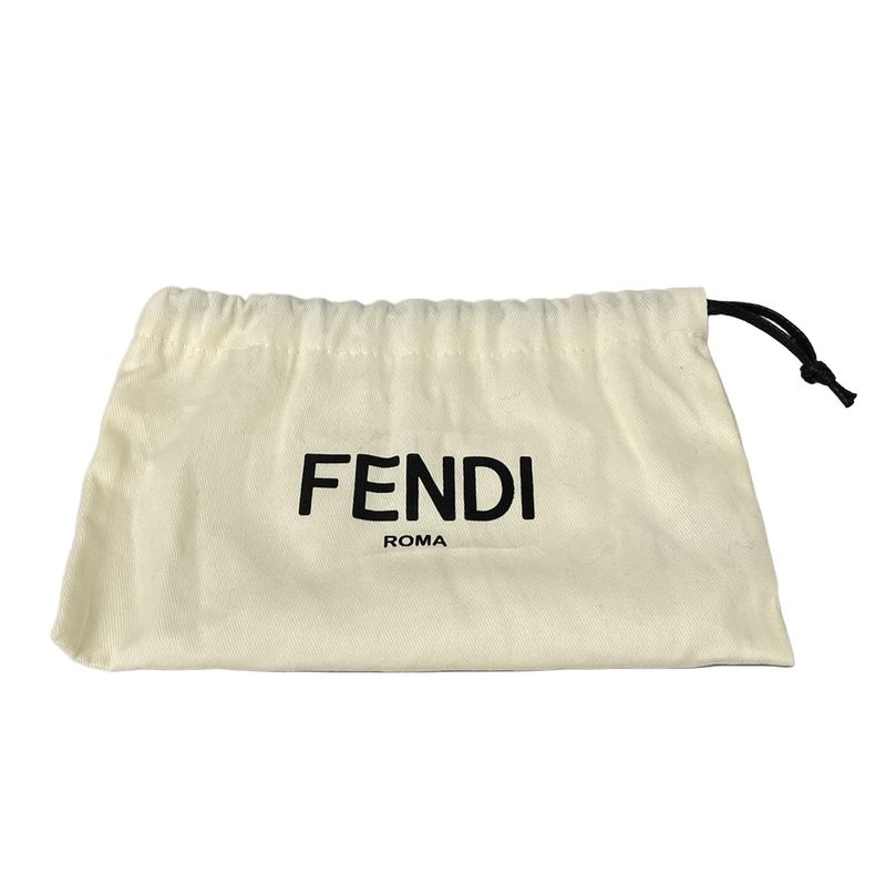 Fendi Key Holder Acorn Charm Beige Pink Leather