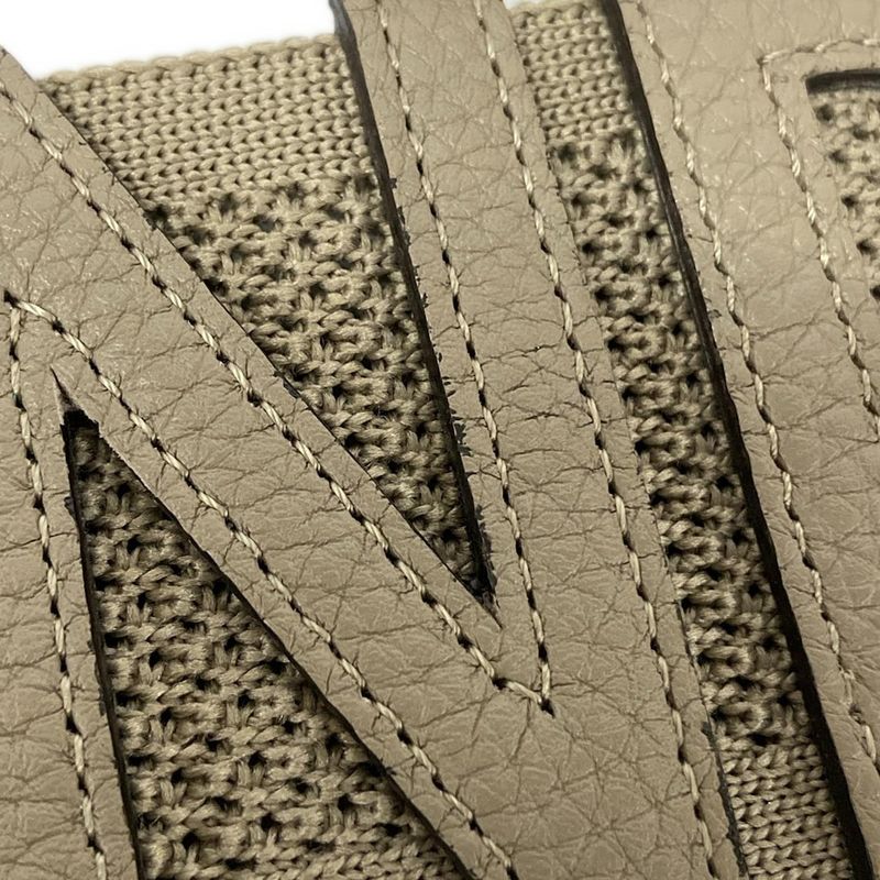 Fendi Shoulder Strap Gray Beige Silver Leather