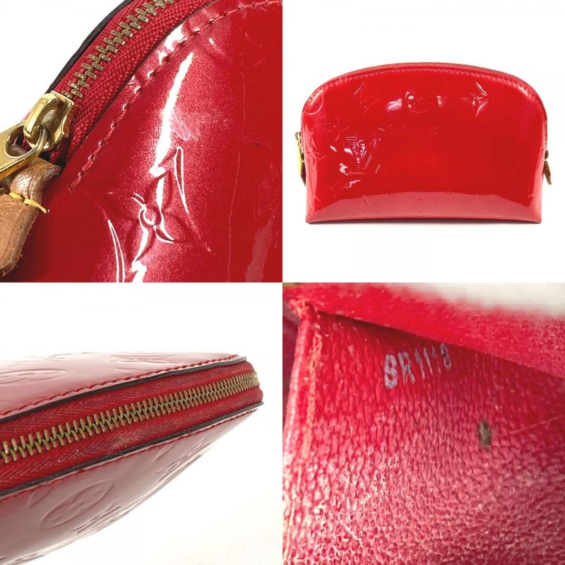 Louis Vuitton Makeup Pouch Pochette Cosmetic Monogram Vernis Cerise Red