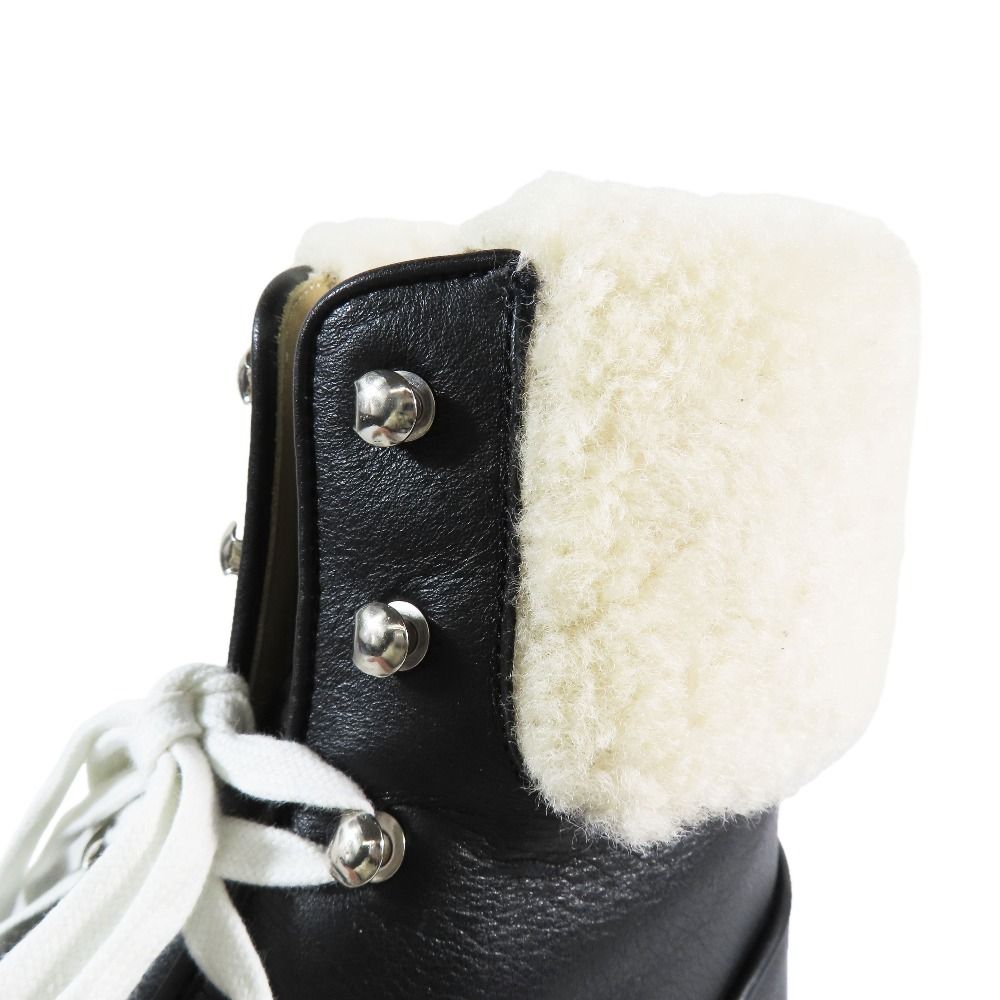 Hermes Flocon Ankle Shearling Boa Short Boots Sneakers Shoes Black