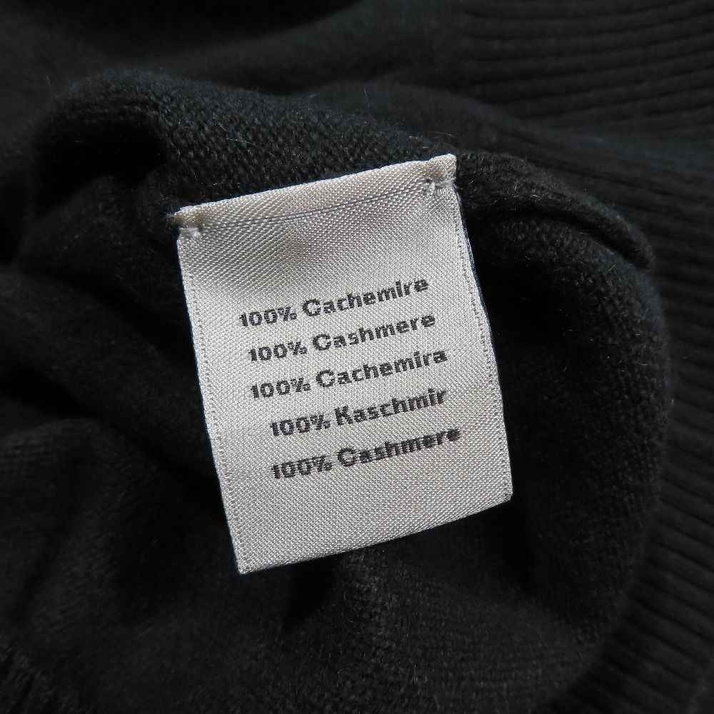 Hermes Cashmere Jacquard Knit Sweater Crew Neck Wave Embossed Pullover Dark
