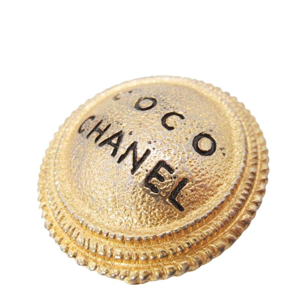 Chanel Vintage Coco Logo Circle Earrings Large Round