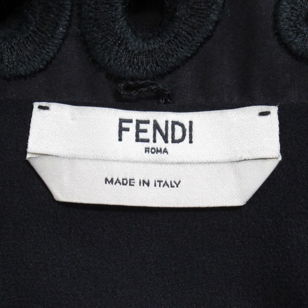 Fendi Cotton Taffeta Dress Top Sleeveless Back Zip 40 Black