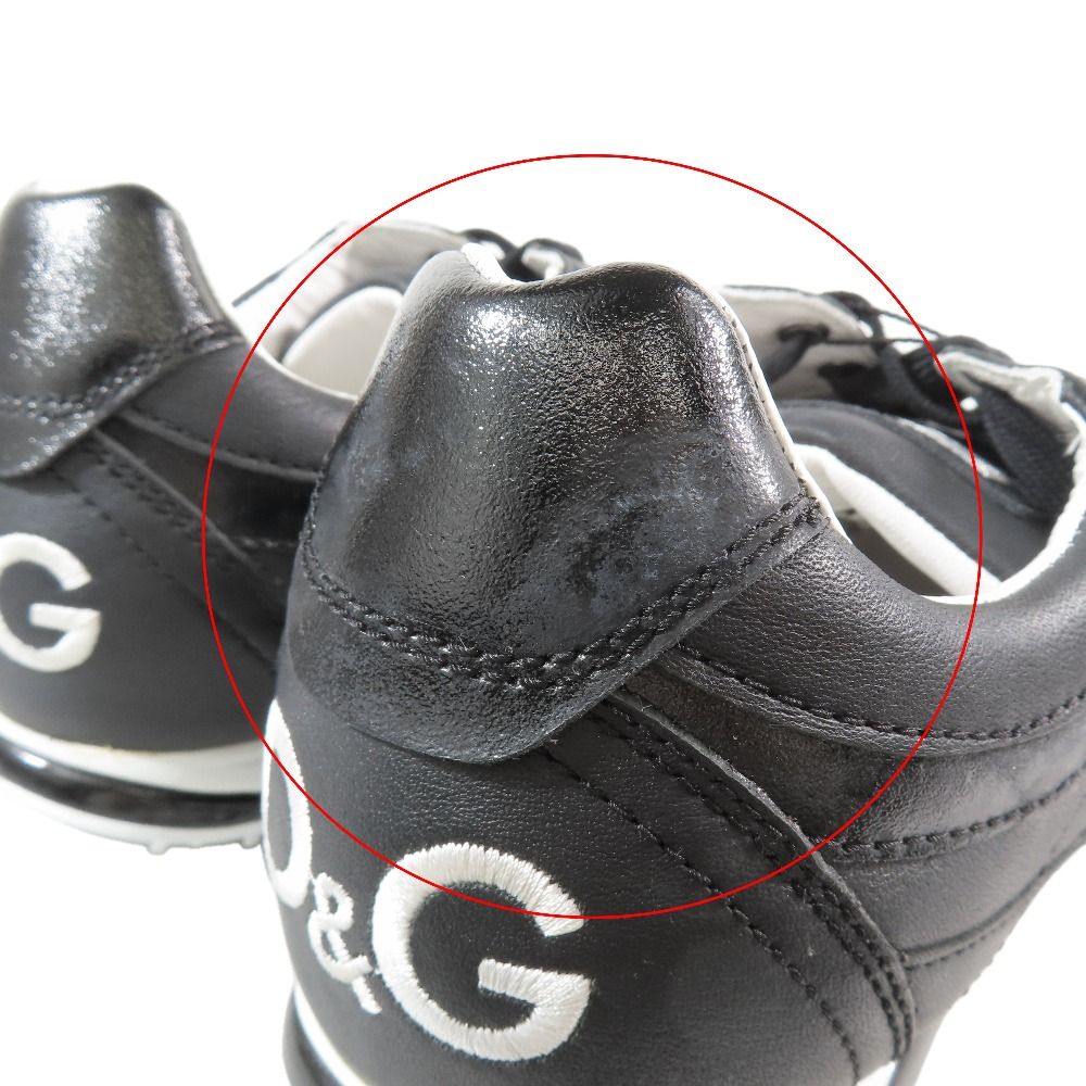 Dolce & Gabbana Swan Low Cut Sneakers Logo Leather Shoes 41.5 Black