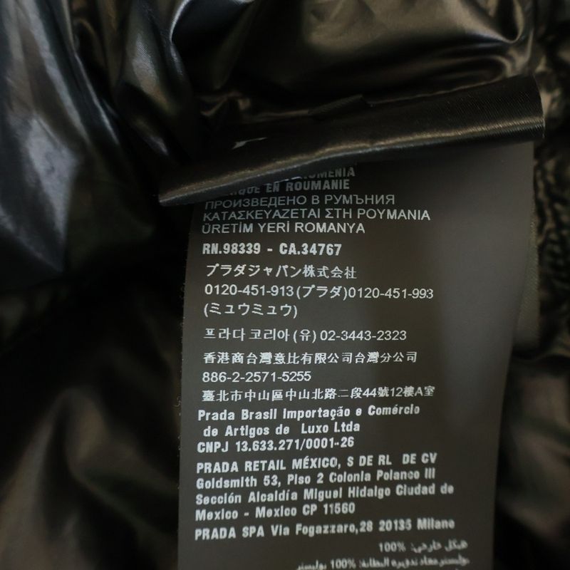 Prada Re-Nylon Triangle Logo Down Jacket Black