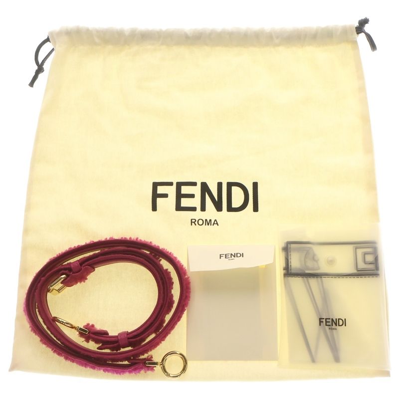 Fendi Peekaboo Eye Small 2-Way Shoulder Bag Pink Boa Gold