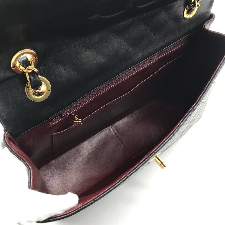 Chanel Big CC Logo Quilted Turnlock Lambskin Chain Shoulder Bag Black