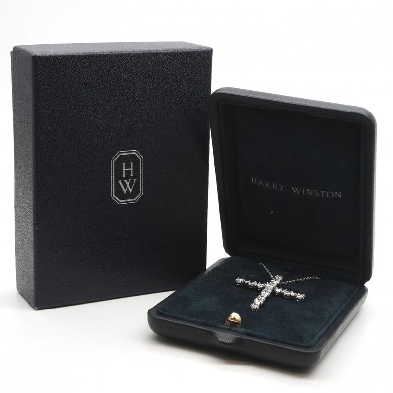 Harry Winston Madonna Cross Pendant Symbols by Necklace Choker Silver HW