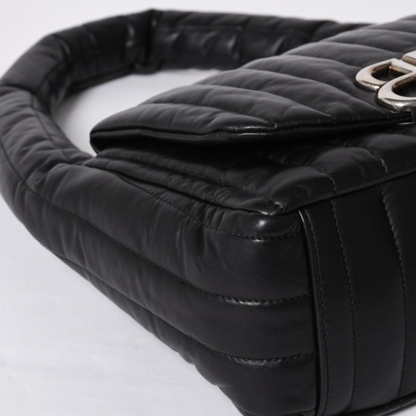 Balenciaga Monaco Shoulder Bag Black Silver Calfskin — view 8