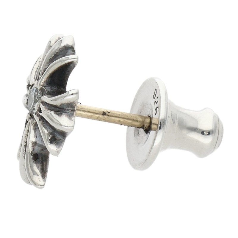 Chrome Hearts No2 CH Crs Dia CH Cross Stud 1 Diamond Silver Earrings