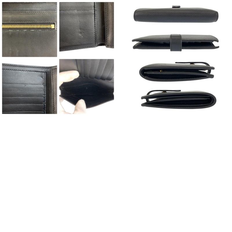 Celine Strap Wallet Black Leather Compact