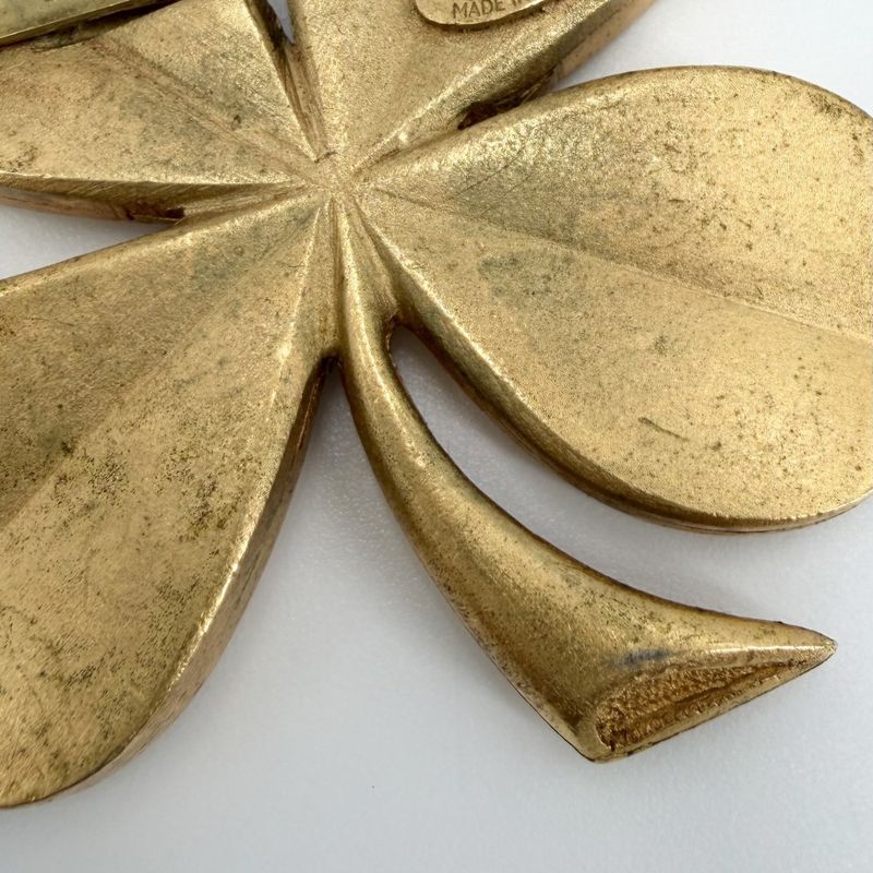 Chanel Brooch CC Logo Clover Vintage Gold Plated