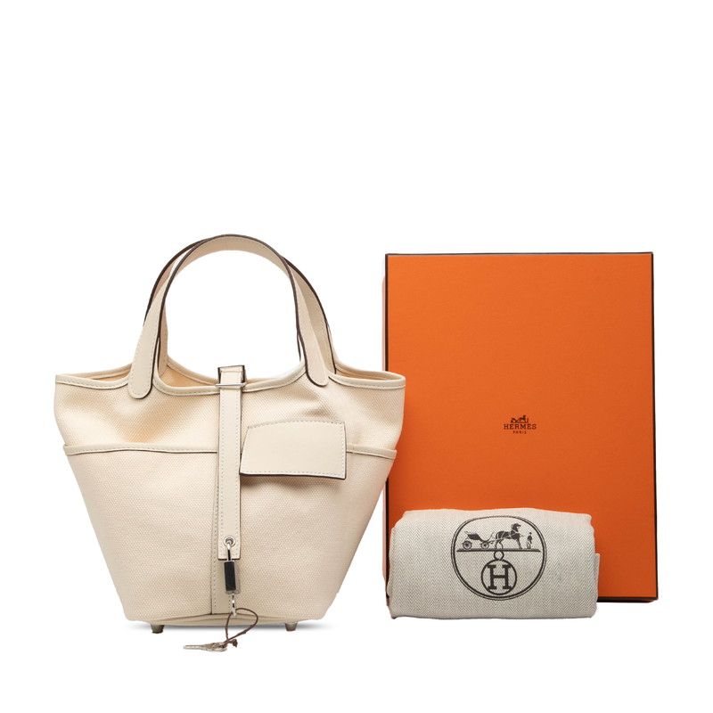 Hermes Picotin Lock PM Cargo Handbag Nata White Veau Swift Ash