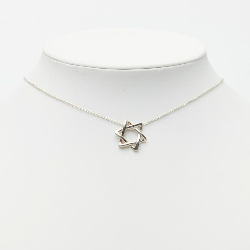 Tiffany & Co Elsa Peretti Star of David Hexagram Chain Pendant Necklace Silver