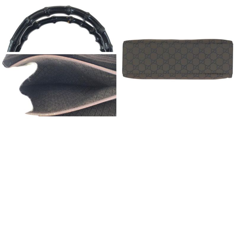 Gucci Bamboo GG Pattern Brown Silver Nylon 002 Tote