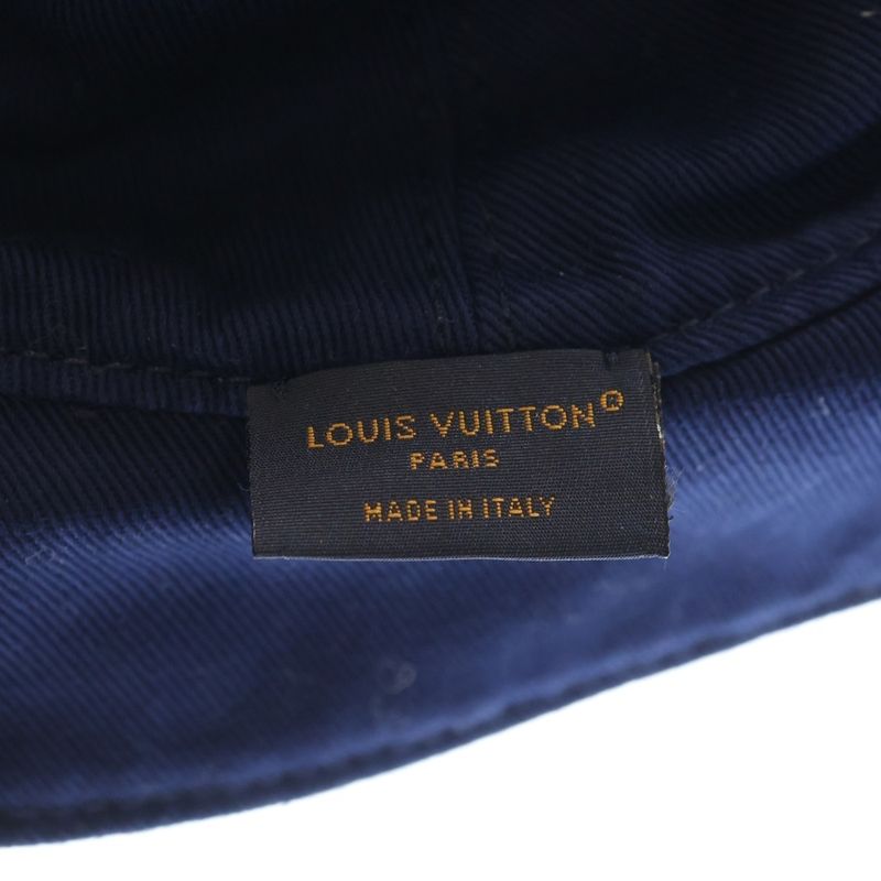 Louis Vuitton Bonnet Monogram Paisley Logo Embroidery Reversible Bucket Navy