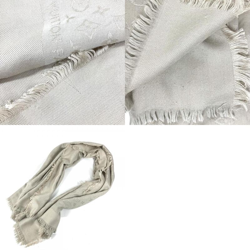 Louis Vuitton Shawl Monogram Silk Beige Scarf