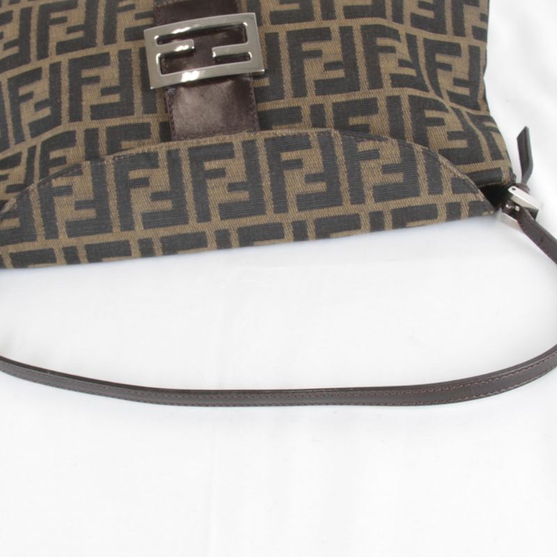 Fendi Zucca Mamma Bucket Logo Shoulder Bag Canvas Brown High