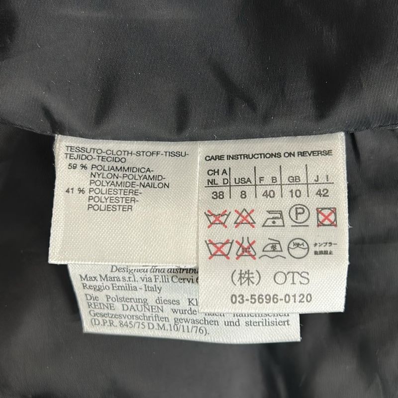 Max Maraweekend Down Coat 42 M Black Long Sleeve Rabbit Winter