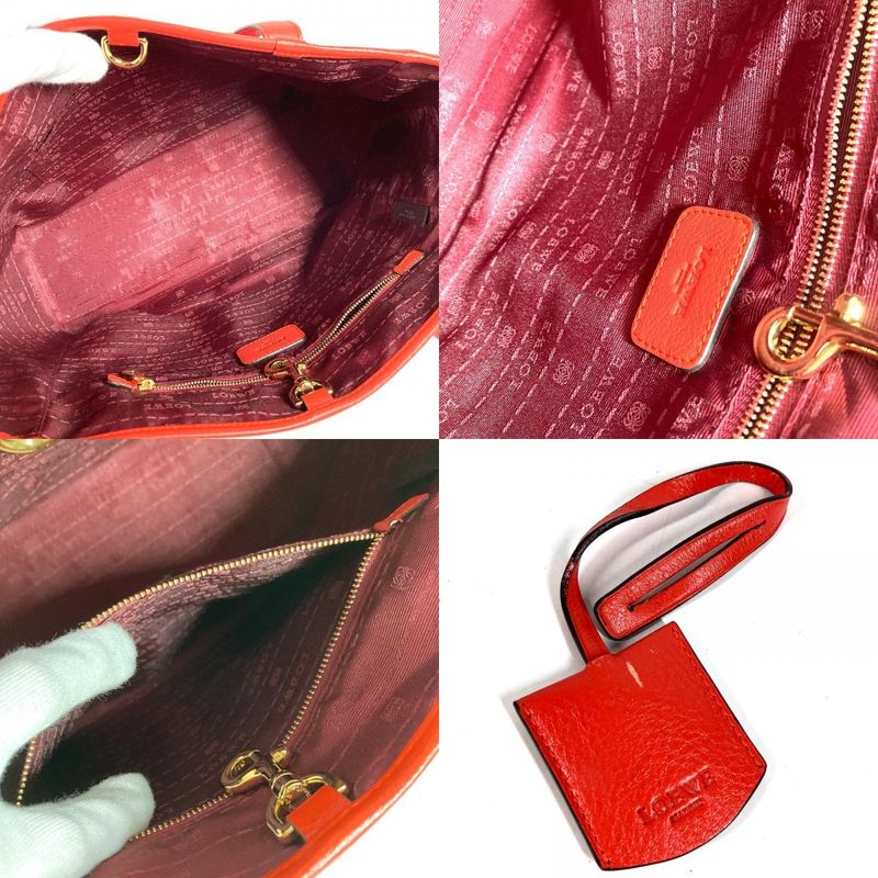 Loewe Shoulder Bag Logo Heritage Leather Orange Red