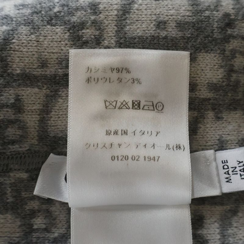 Dior Reversible Blue Logo Crew Neck Cashmere Knit Sweater Gray