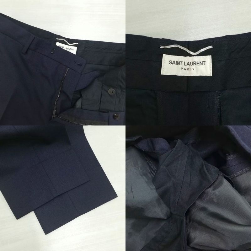 Saint Laurent Paris Hedi Slimane Era Single Suit Set Jacket Trousers 46 48 Navy