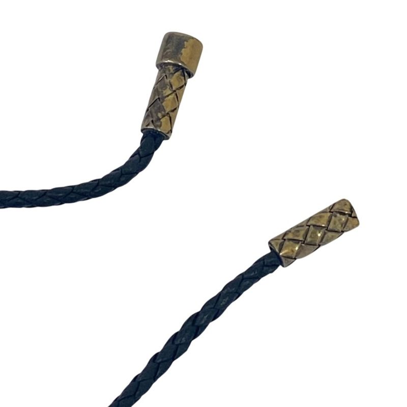 Bottega Veneta Intrecciato Ring Circle Necklace Black Gold