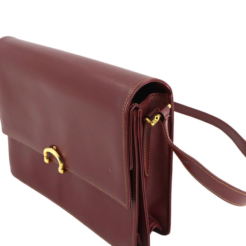 Cartier Must Line Shoulder Bag Leather Bordeaux Gold