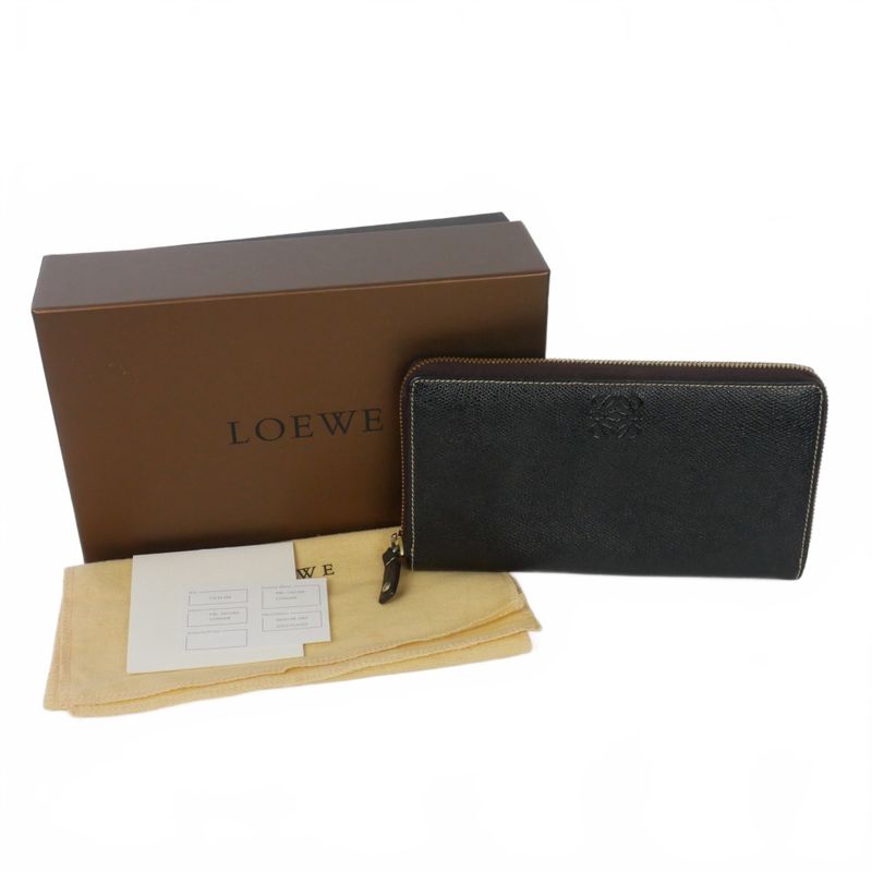 Loewe Anagram Leather Zip Around Wallet Black